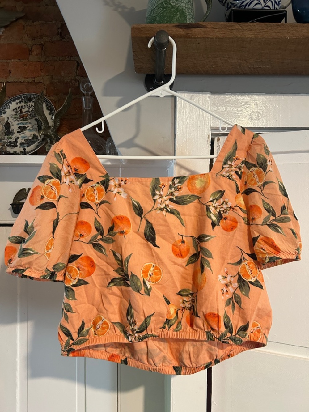 Orange Orchard Floral Crop Top